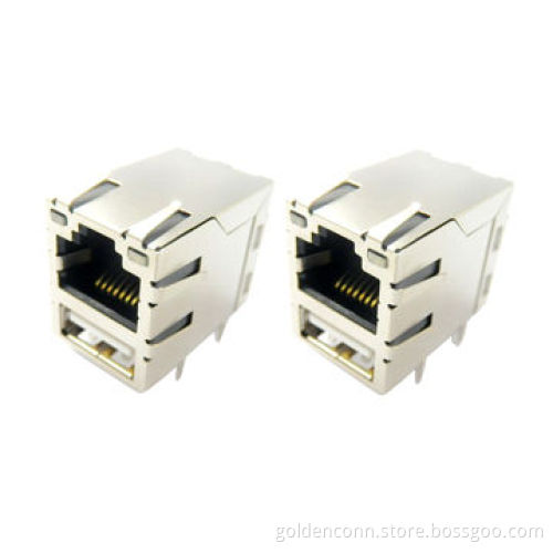 RJ45 Jack Connector with USB Single with Filter